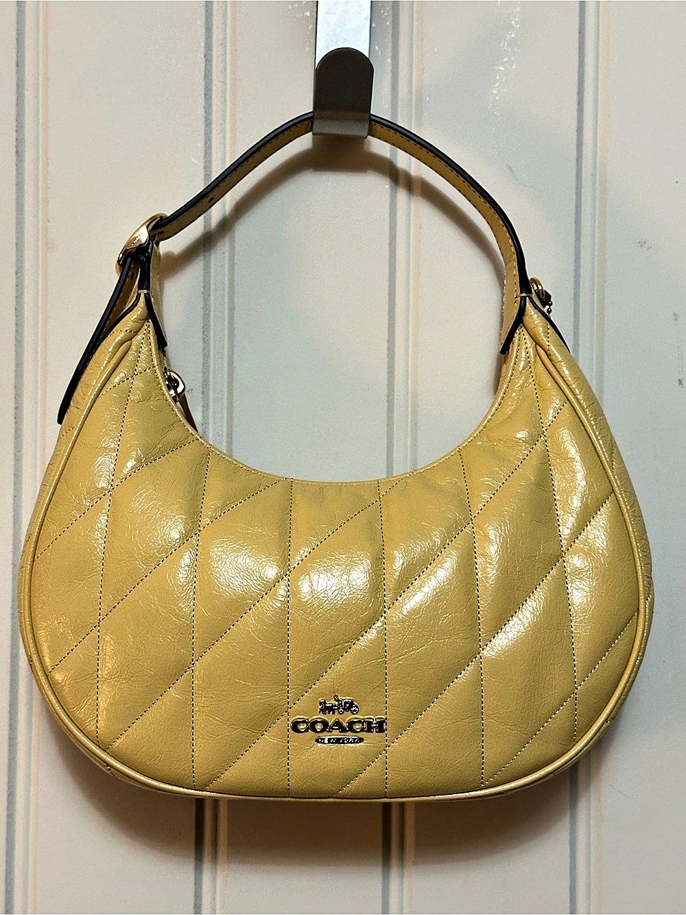 Coach Emily SB Glazed Quilted Shoulder Bag in Yellow NWT